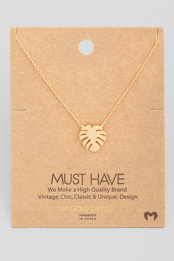 Single Palm Tree Leaf Necklace