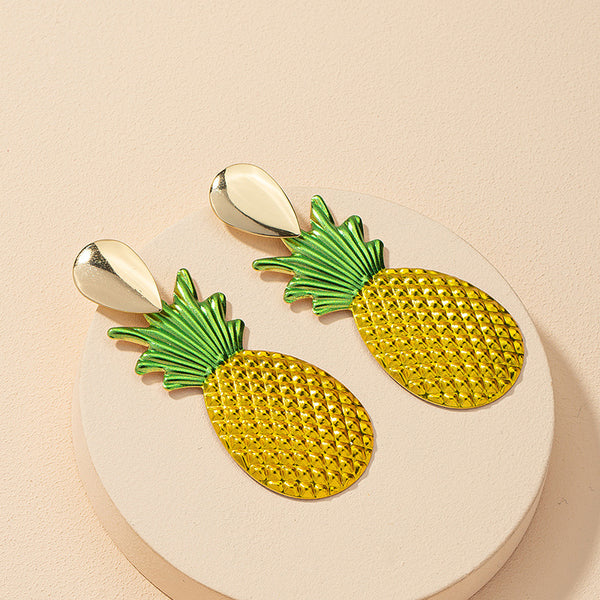 Splash of Pineapple Metal Earrings